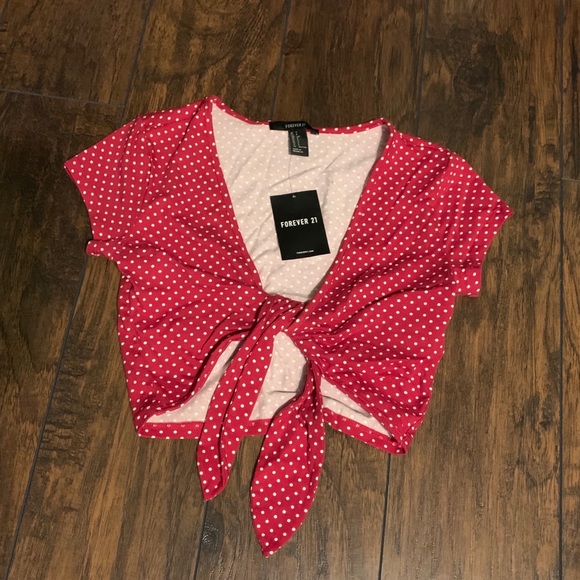 Forever 21 Tops - NWT Red Polka Dot Crop Top